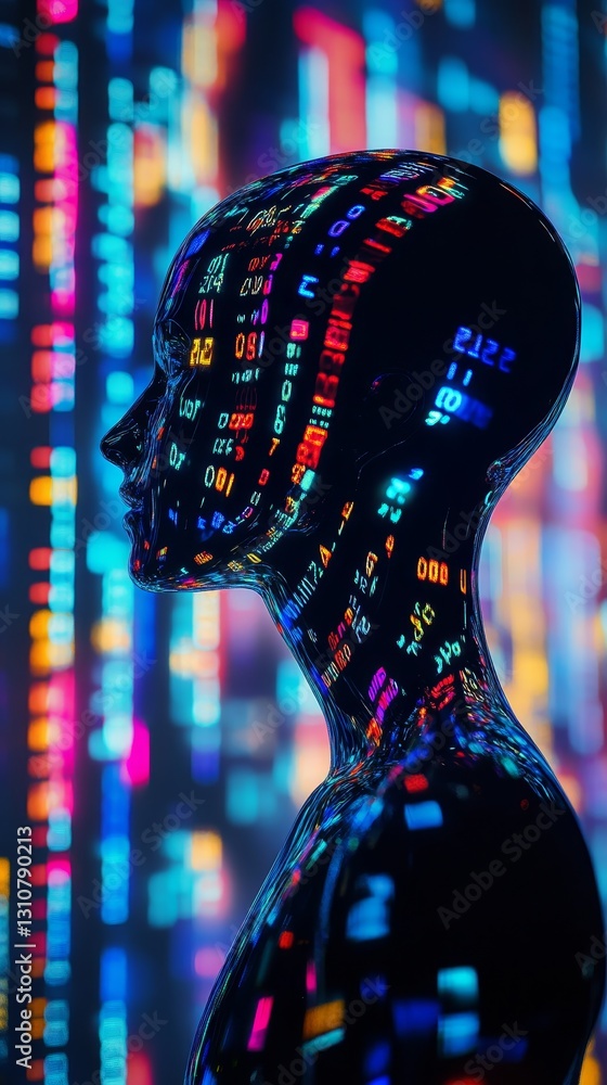 Poster futuristic abstract concept of human form with digital data design