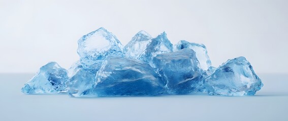 Obraz premium Ice Cubes Pile Against Light Background