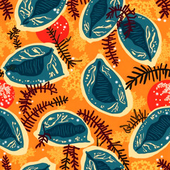 Naklejka premium seamless pattern with autumn leaves