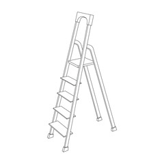 Hand drawn kids drawing vector illustration portable alumunium step ladder cartoon isolated