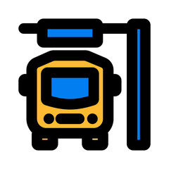 Fototapeta premium bus station fill color icon style