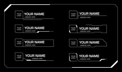 Futuristic Lower Third White Line with Logo Space. Cyberpunk Elements Collection in Black Background.