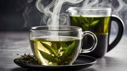A herbal tea mug with steam rising