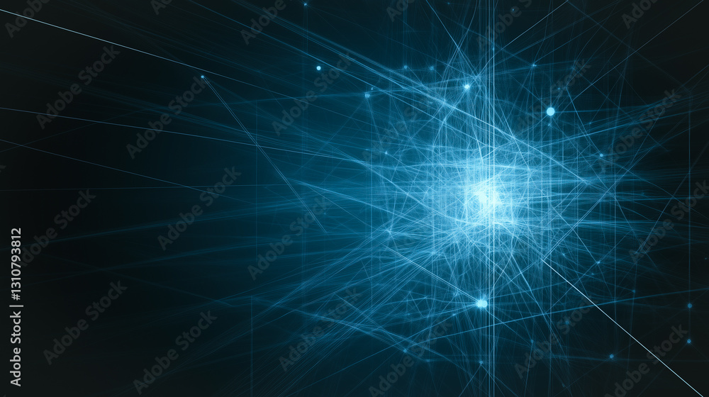 Poster digital network: a dynamic abstract visualization of an interconnected digital network, showcasing t