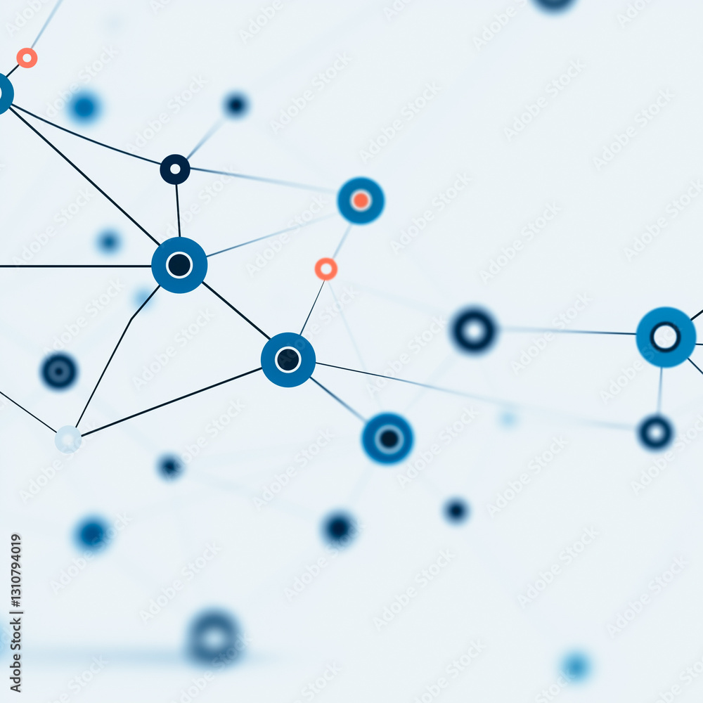 Poster digital network: a network of interconnected nodes and lines symbolizing connectivity and data excha