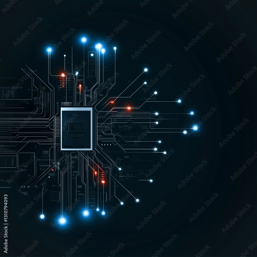 Poster digital core: a captivating visualization of a computer's central processing unit (cpu), illuminated