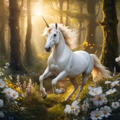 Magical Unicorn in Enchanted Forest