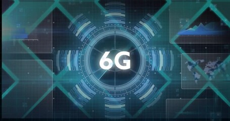 Animation of futuristic 6G technology with digital interface in school setting - Powered by Adobe