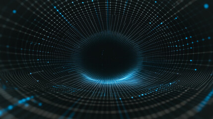 Obraz premium Digital Vortex: A mesmerizing, abstract depiction of a digital vortex or tunnel rendered with glowing, interconnected lines, evoking a sense of technological advancement and futuristic design.