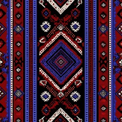 Handcrafted Balkan Textile Pattern with Folk Motifs and Symmetry