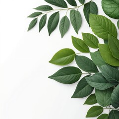 Fototapeta premium Green Leaves on White Background