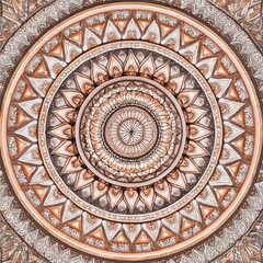 Naklejka premium Intricate Radial Mandala Pattern with Symmetrical Textile Design