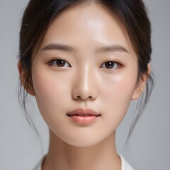Fototapeta premium Close-up Portrait of a Young Asian Woman with Clear Skin