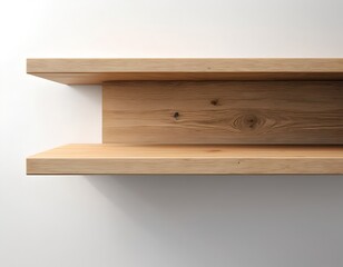 Modern Wooden Shelf on White Wall