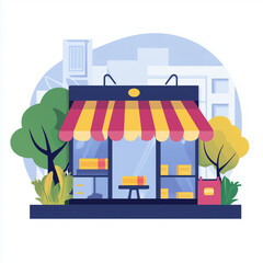 Naklejka premium Store icon on white background in cartoon flat style. 