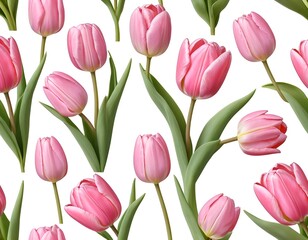 Obraz premium Seamless Pattern of Pink Tulips