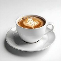 Latte Art Coffee in White Cup