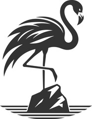 A flamingo balancing on a rock animal vector