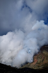 Crater of Mount Aso, Kumamoto Prefecture, Japan / 阿蘇山の火口　熊本県　日本　縦位置
