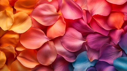 A vibrant arrangement of colorful flower petals creating a visually appealing pattern.