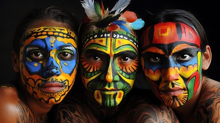 Vibrant Indigenous Body Art: A Portrait of Cultural Expression