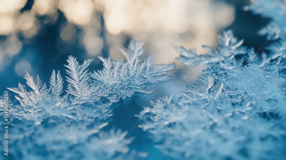 Fototapete Frozen ice crystals create a mesmerizing abstract frost effect in a serene winter setting