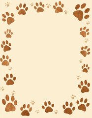 Obraz premium Tan Paw Print Border with Copy Space