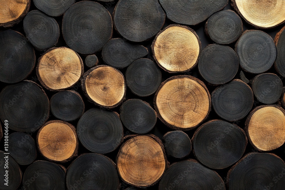 Poster dark and light wood slices create a textured pattern. ideal for rustic, nature, or design background