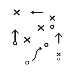 Sports tactics and strategy. Scheme of movement of team player. soccer tactic icon for football strategy. Eps 10.