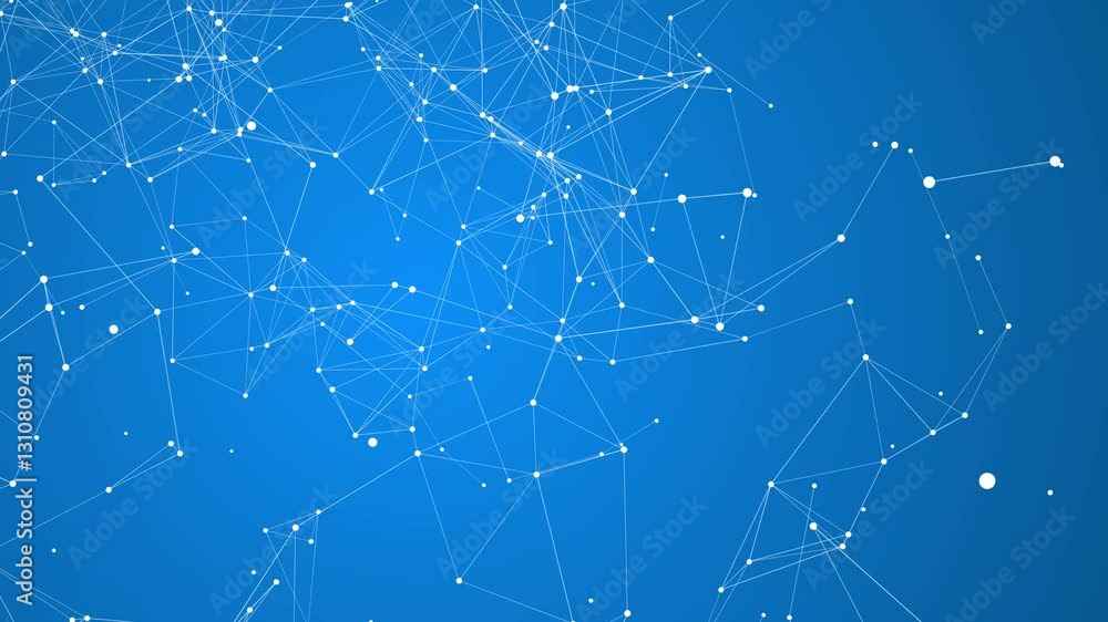 Poster line connect network animation on blue background. line technology data connection and business back