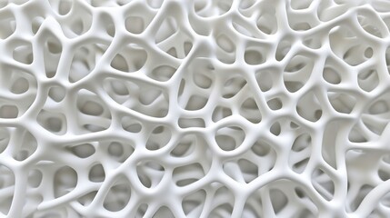 Microscopic close-up of white bone tissue structure, background blur