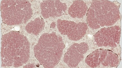 Close-up view of processed meat with visible pink and white texture