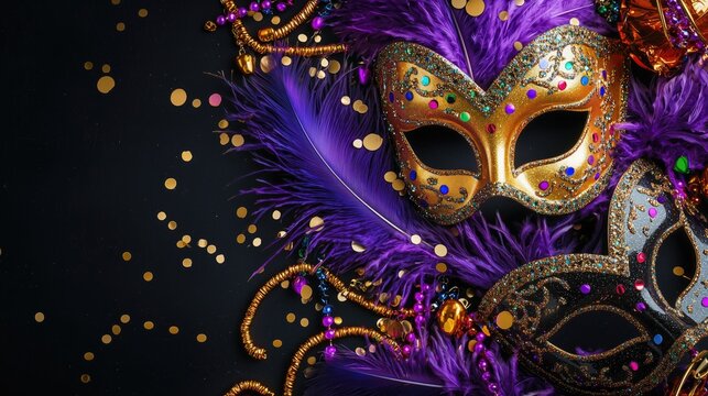 Colorful Carnival Masks with Decorative Elements