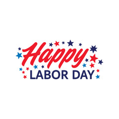 Happy Labor Day hand lettering. United States Labor Day festive graphic design for holiday greetings and invitations. Vector illustration.