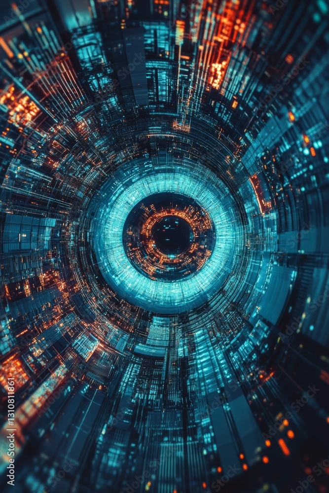 Poster futuristic abstract background with circular patterns and lights
