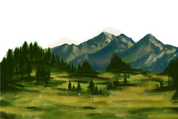 Naklejka premium mountain watercolor background