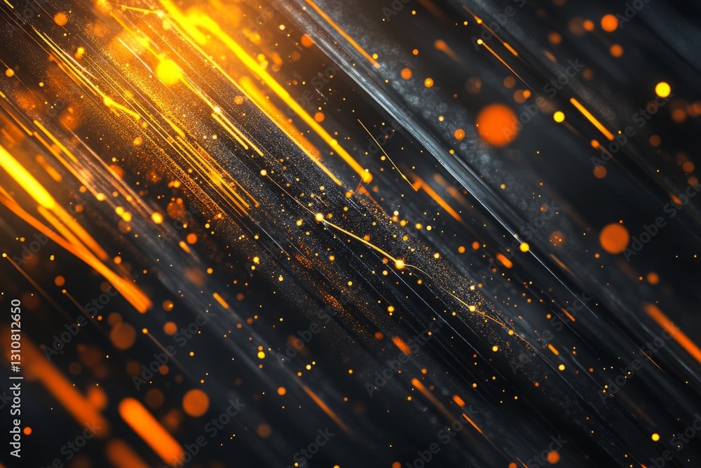 Poster a black and orange background with a lot of dots. abstract digital world with global network connect