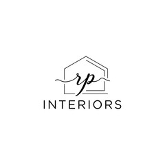 simple luxury interior home logo. initial RP logo flat home design vector