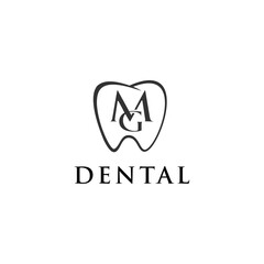 luxury dental logo with initial MG letter vector for clinic