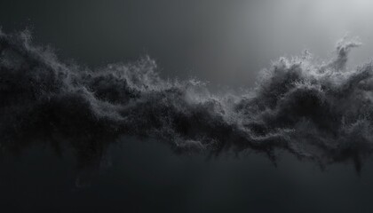 Fototapeta premium Abstract background of black dust grain texture particles. Grainy, grimy cloud with splash effect. Design element with rough, distressed overlay. Vintage retro style illustration with dark textured