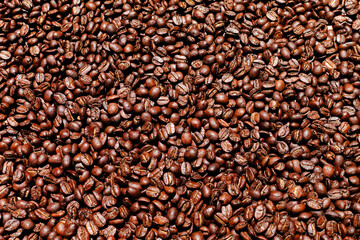 roasted coffee beans background, brown coffee beans.