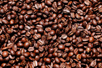 roasted coffee beans background, brown coffee beans.