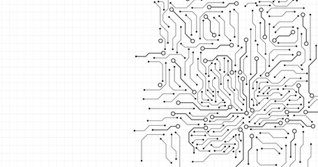 Electronics board. Circuit board electronic hi tech pattern. Vector abstract computer chip. Black monochrome background