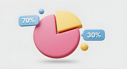 70/30 Pie Chart 3D Render