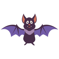 Bat Illustration with Cute Cartoon Design. Vector Character.