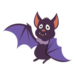 Bat Illustration with Cute Cartoon Design. Vector Character.