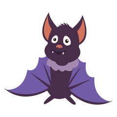 Bat Illustration with Cute Cartoon Design. Vector Character.