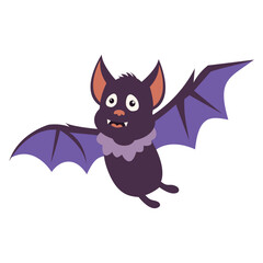 Bat Illustration with Cute Cartoon Design. Vector Character.
