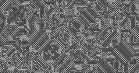 Electronics board. Circuit board electronic hi tech pattern. Vector abstract computer chip. Black monochrome background