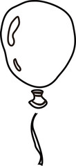 風船1つのアウトライン白黒線画イラスト